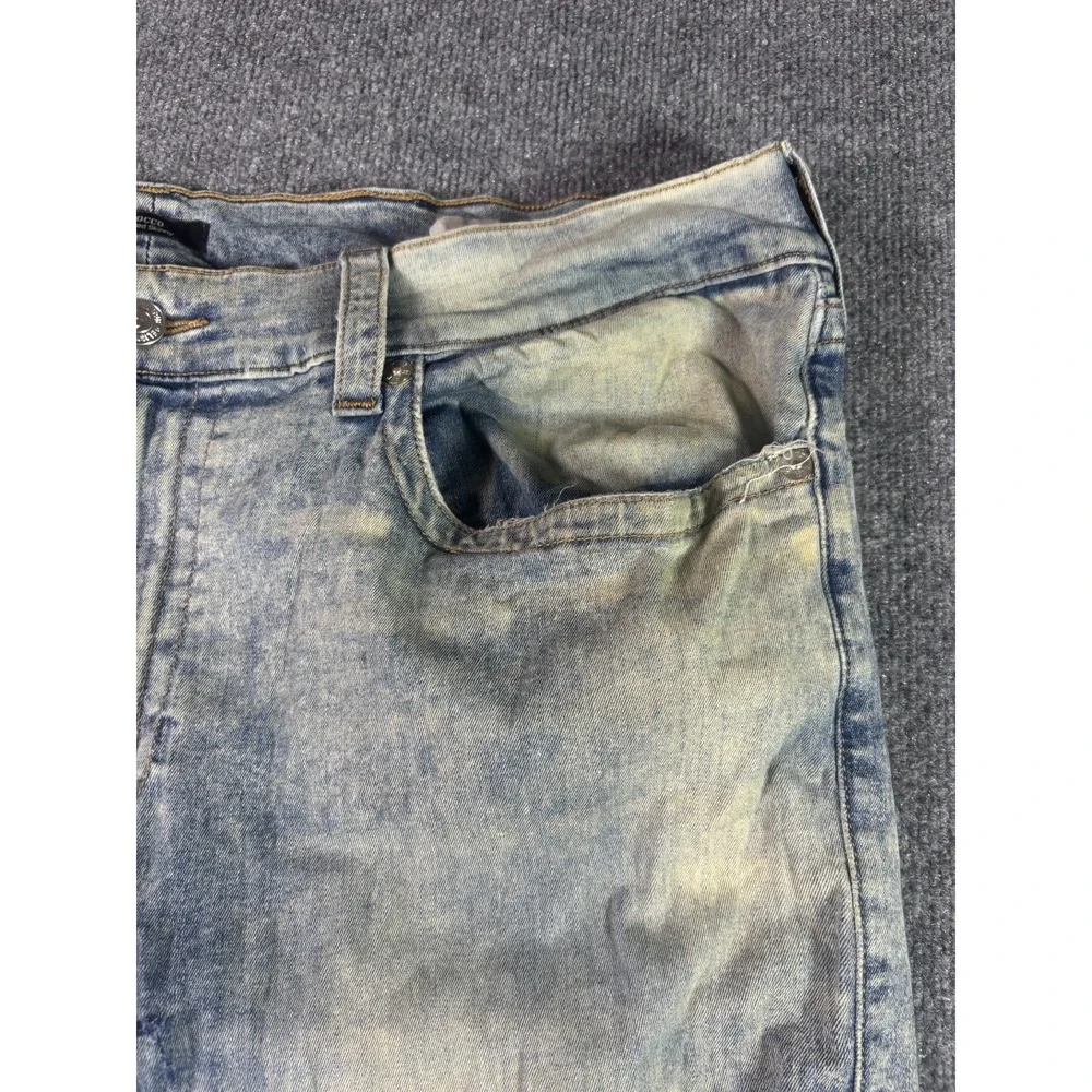 True Religion Rocco Jeans Mens 44 Blue Denim Acid Wash Relaxed Skinny Streetwear